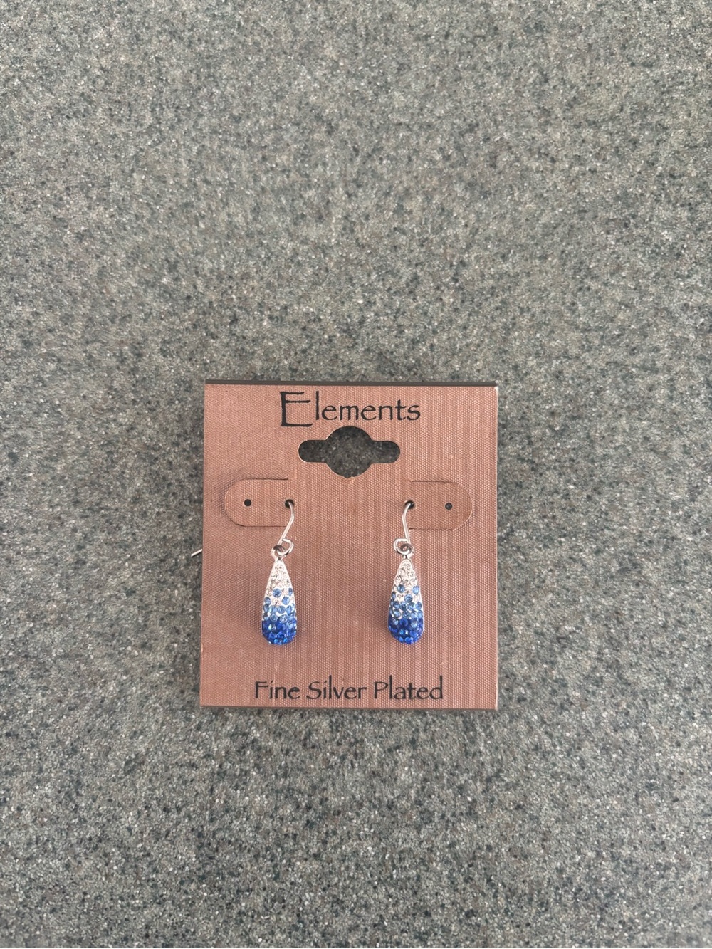 Elements Fine Silver Plated Blue Teardrop Earrings NWT